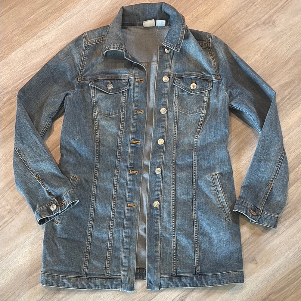 Chicos Women's Long Denim Jacket